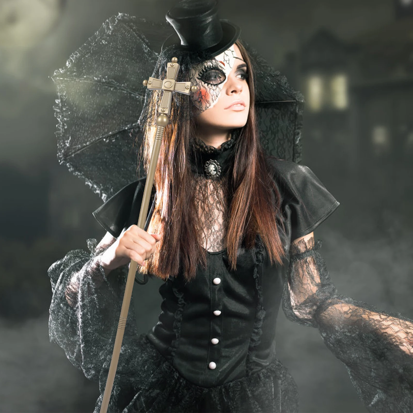 

Golden Scepter Walking Cane Prop for Child Party Costume Decorative Wand Cosplay Dress Up Walking Cane nament Festival DIY