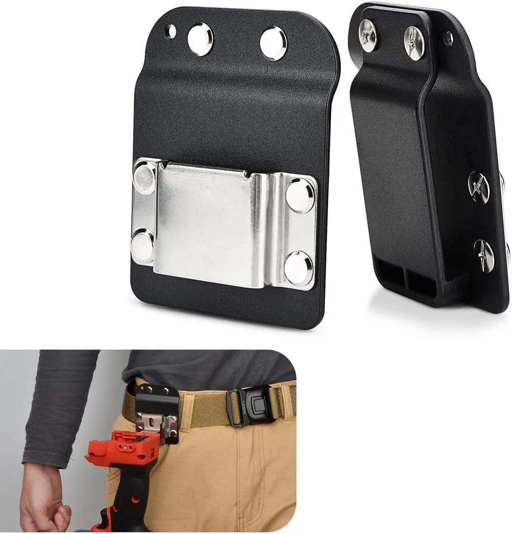 

Heavy Duty Clip On Tool Belt with Drill Holster Portable Hook Holder for Cordless Tools Impact Driver Nail Gun Tape Measure