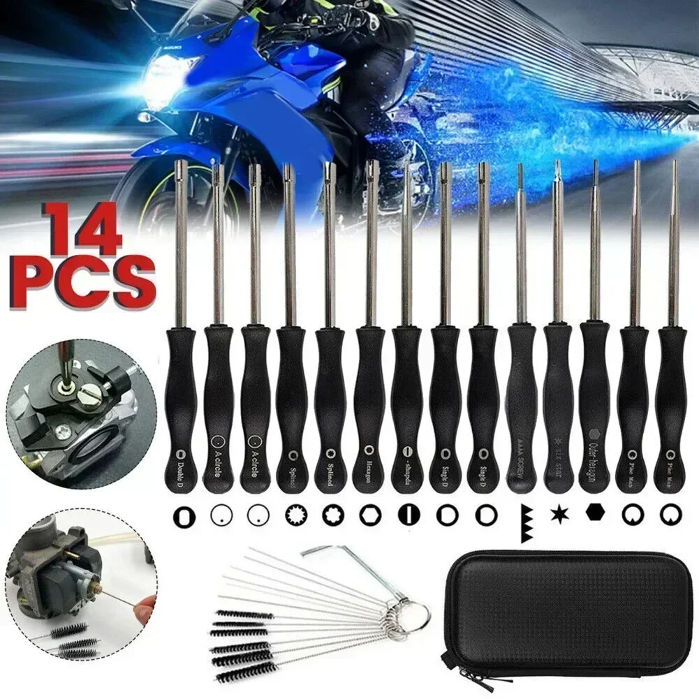 14Pcs Carburetor Adjustment Tool Screwdriver Kit Carburetor Adjusting Fix Tool For Chainsaw Eater Trimmer Screwdriver&Brush Kit