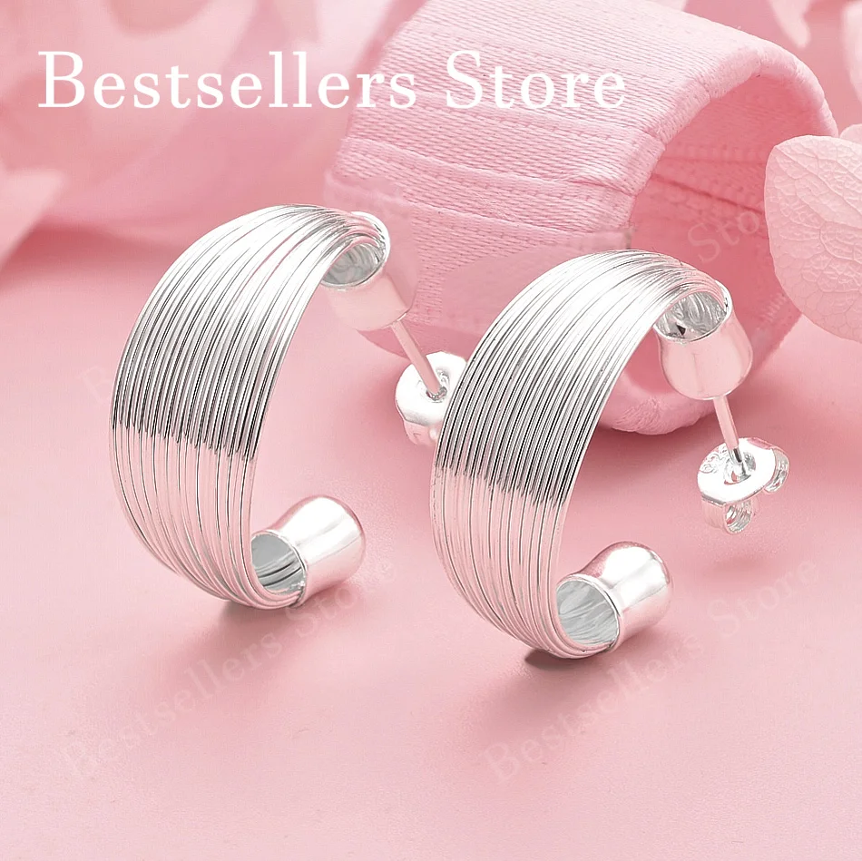 Elegant 925 Sterling Silver Delicate Multi-Strand Stud Earrings for Women, Fashionable Gifts, Party Jewelry Accessories