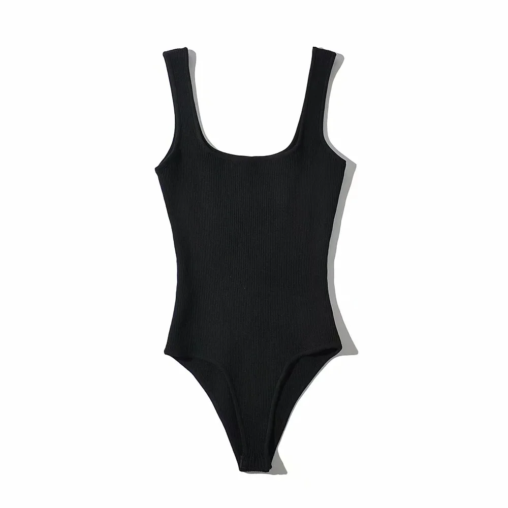 Gợi Cảm Cao Cấp Nữ Mùa Hè 2022 Bộ Trang Phục Thời Trang Bodysuit Nữ Dệt Kim Trắng Bodysuit Áo Bodycon Cơ Thể Phù Hợp Cho Phụ Nữ Nâu