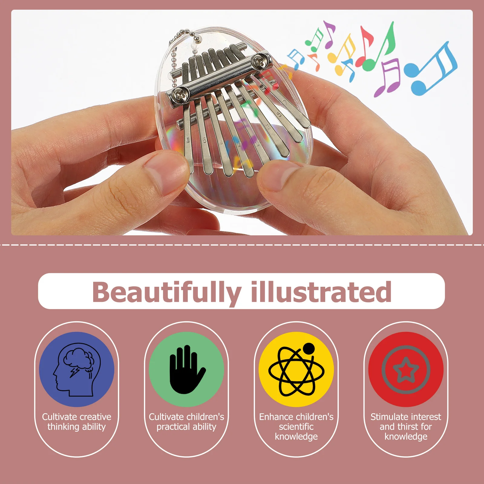 

8-Tone Mini Acrylic Kalimba Thumb Piano Creative Finger Piano Portable Kalimba for Beginners Home Music Playing Instrument