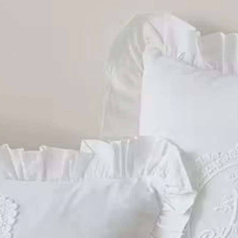 Lotus Frill French Lace Pillow Cover Washed Material Comfortable Embroidered Soft Cushion Cover Bedroom