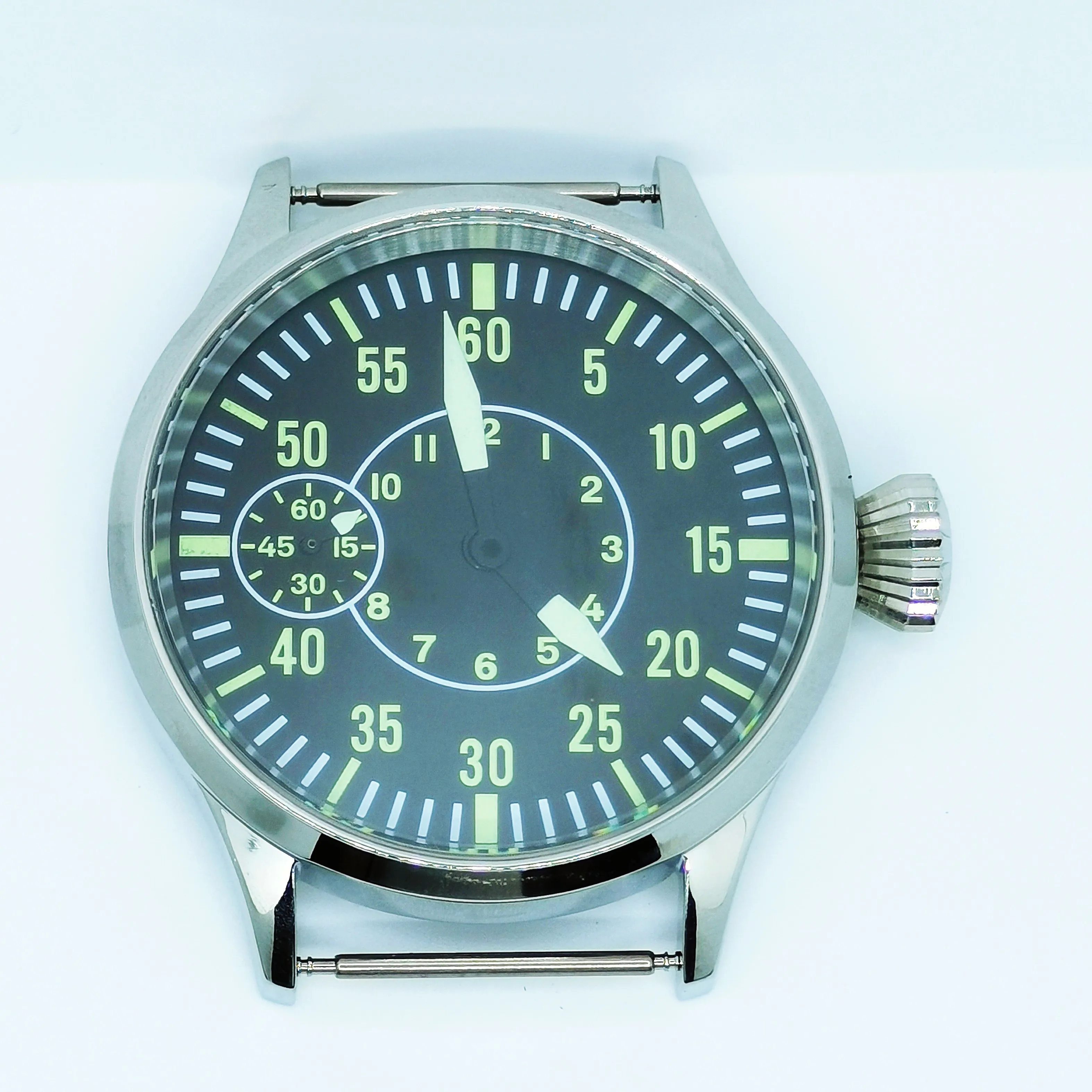 

44MM Steel Polish Case 38.5MM Dial Add Hands Fit Sesgulll ST36 ETA6497 Manual Mechanical Movement