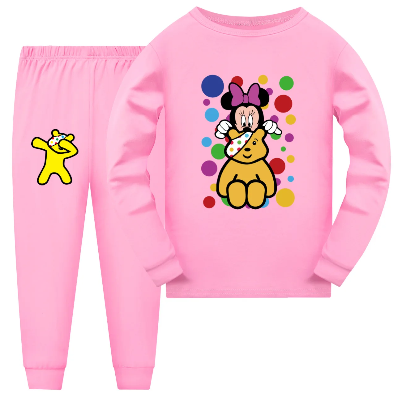 Spring Pudsey Bear Costume Kids Pajamas Set Toddler Girl Clothes Boy Long Sleeve TShirt Sweatshirts+pants 2pcs sets Sleepwear