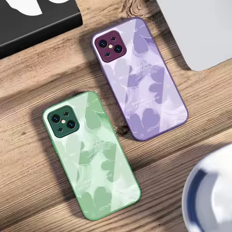 Multiple blue flowers For Oppo Find X5 8 Pro X2 Lite X7 Ultra F11 23 Reno4 Z 6 Pro A72 A58 A78 A73 16 98 A54S Glass Phone Case