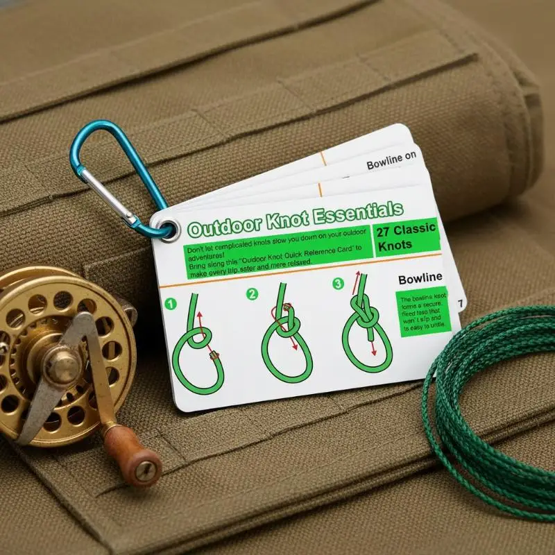 

【DY】7PCS/1set Fishing Knot Guide Card, Containing 12 Of The Most Practical Fishing Knots, With Storage Buckle, Durable PVC Card