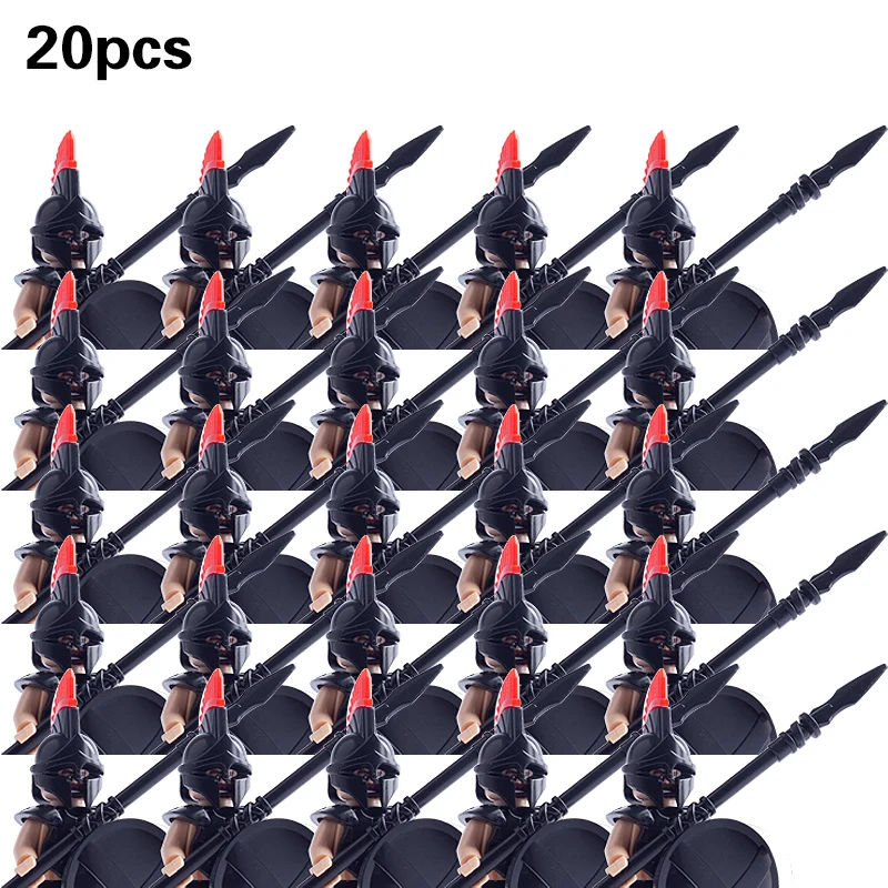 Medieval Military Sets Action Figures Building Blocks Bricks Roman Knight Spartan Soldier Helmet Sword WeaponsToys For Children