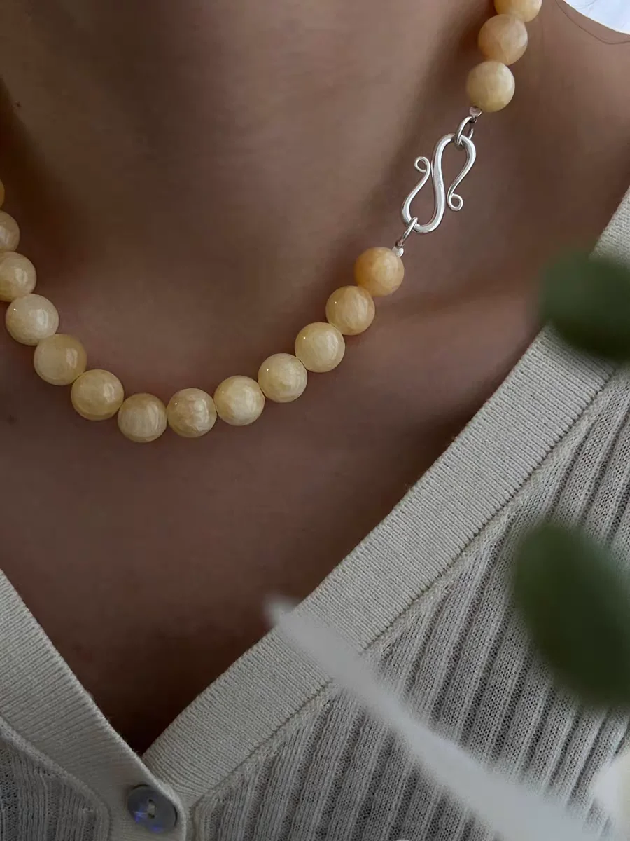 Brass Chunky Natural Beads Floral Pendant Necklace Women Jewelry Punk Designer Runway Rare Gown Boho Japan Korean image 4