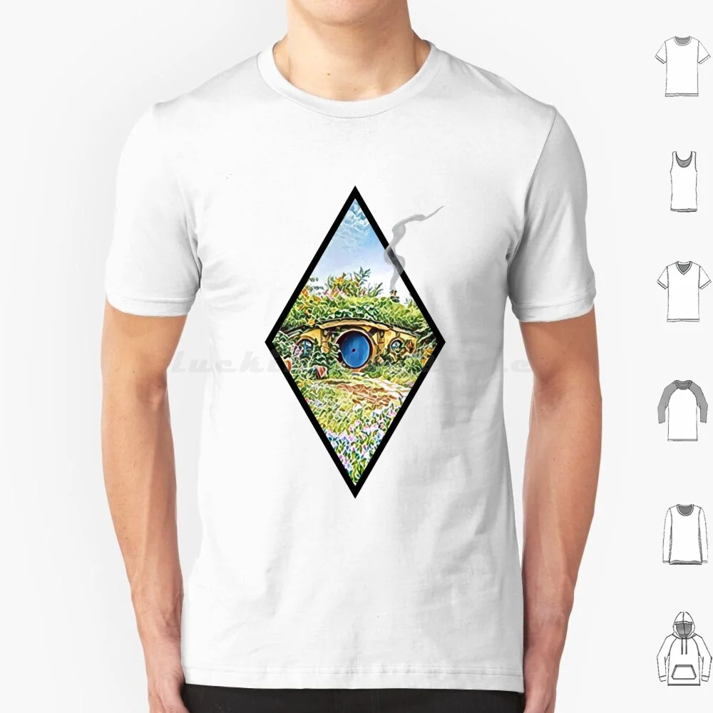 Cozy Home On A Hill With Smoke Coming Out Of A Chimney-White-Fantasy T Shirt Cotton Men Women DIY Print The Gandalf Tolkien
