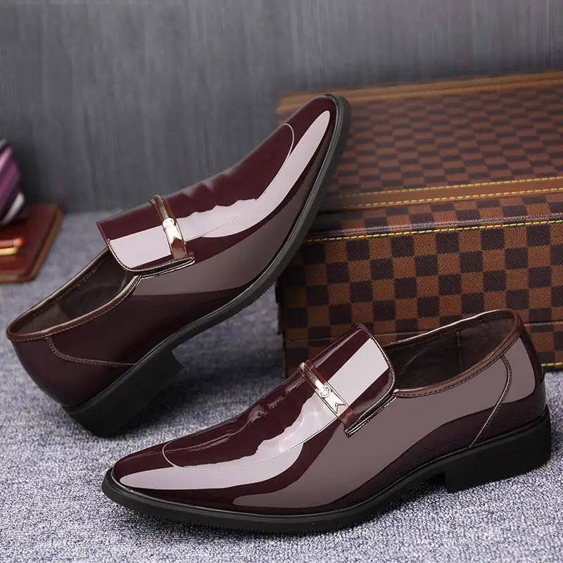 Leather Shoes for Men Autumn Season Casual Wedding Shoes Bright Patent Leather British Style Business Formal Shoes for Young Men