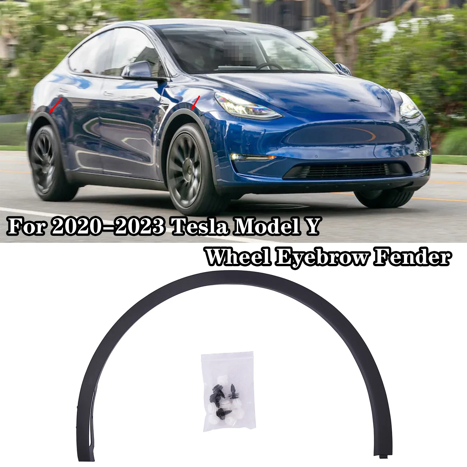 

For 2020-2023 Tesla Model Y Front Rear Wheel Eyebrow Molding Fender Flare 1494185-00-B 1494161-00-B 1494186-00-B 1494162-00-B