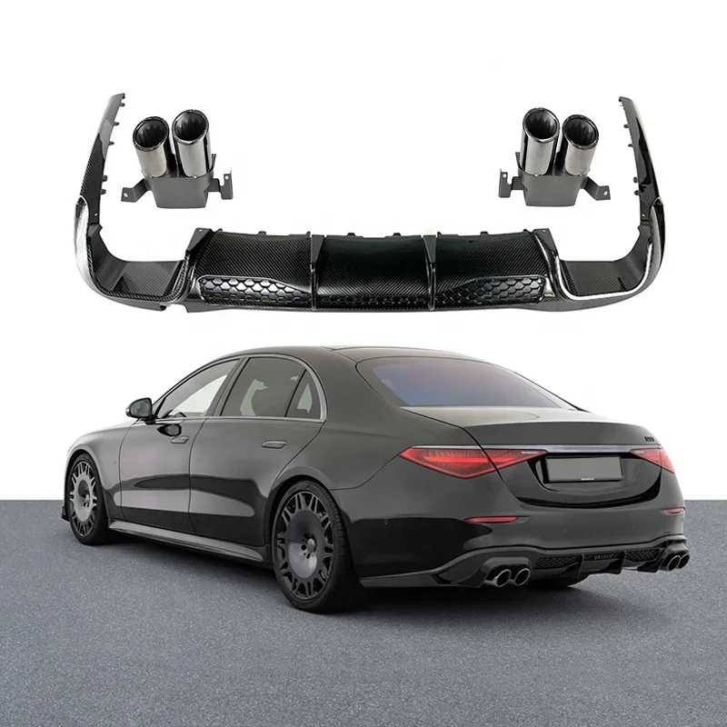 Dry Carbon Body Kit Rear Diffuser  For Mercedes  S Class  W223 2020 year up Rear spoiler Lip Auto Parts