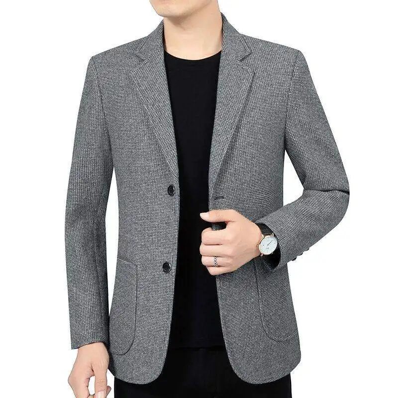 

Men's Casual Thin Suit Jaet Spring Autumn Faion Urban Sle Long Sve Collar Single-breasted Button Closure Polyes...
