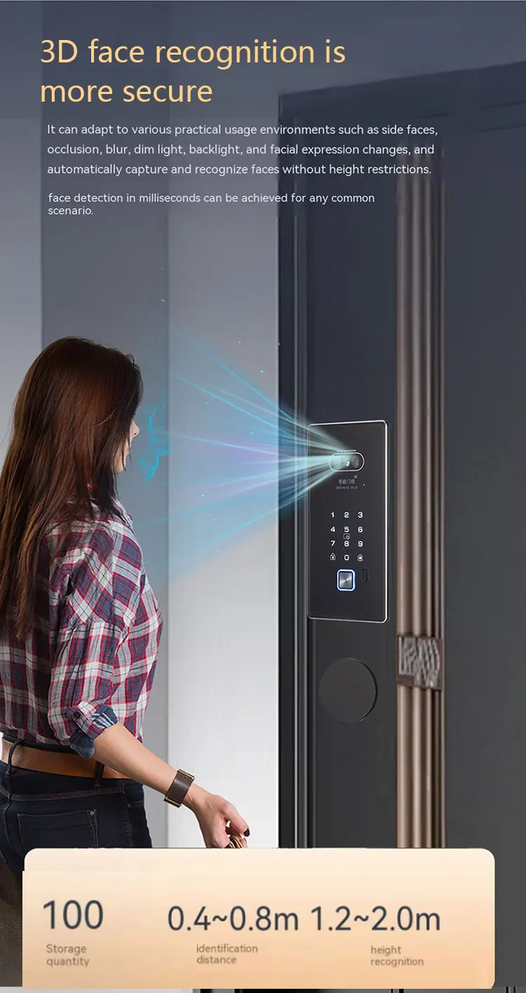 STLF 원격 잠금 해제 스마트 도어락 투야 와이파이 스마트 지문 3D 시노보 인텔리전트 디지털 안전 도어락 가정용