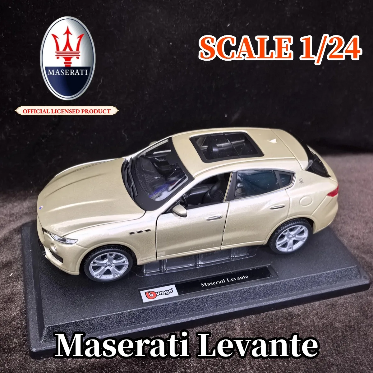 Modelo de coche Maserati Levante a escala 1:24 limitada de Bburago, réplica de figura en miniatura de vehículo de lujo, juguete de regalo de Navidad para niños