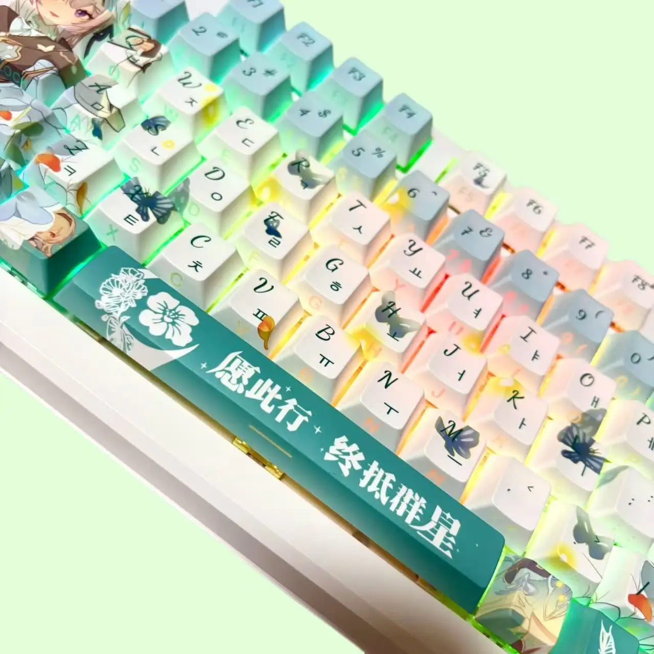 120 Keys Honkai Star Rail Firefly Keycaps PBT Dye-Sub Backlit Keycaps Anime Cartoon Key Caps for ANSI 61 68 87 104 108 Keyboard
