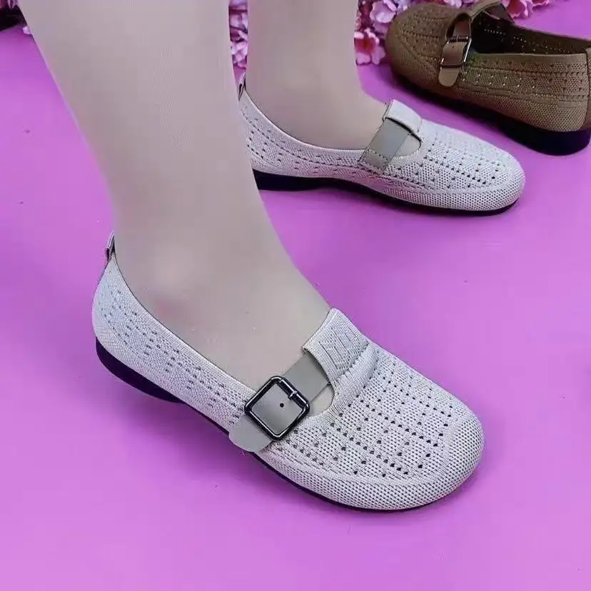 2026 Sommer Damen Atmungsaktive Mesh Mary Jane Flats Weiche Rutschfeste Sohle Leichte Bequeme Slip-on Laufschuhe für Mütter – Detail 5