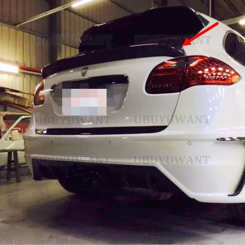 Carbon Fiber Rear Trunk Lip Roof Spoiler Middle Wings Fit For Porsche Cayenne 958 SUV 4 Door Sport 2011 - 2017