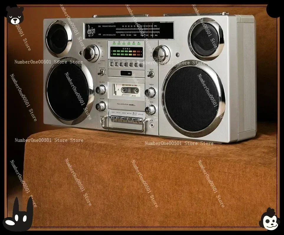 

Large retro CD player, tape player, radio, wireless bluetooth speaker, high fidelity HIFI sound quality