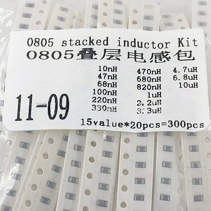 300pcs 0805 Multilayer Chip Inductor Kit 10nH-10uH 15 Values x20pcs SMD
