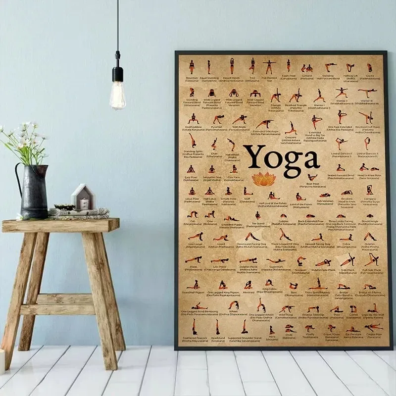 Yoga Poster Home Exercise Gym Yoga Ashtanga Chart Pose Health Poster Canvas Painting Print Wall Art Picture Living Room Decor