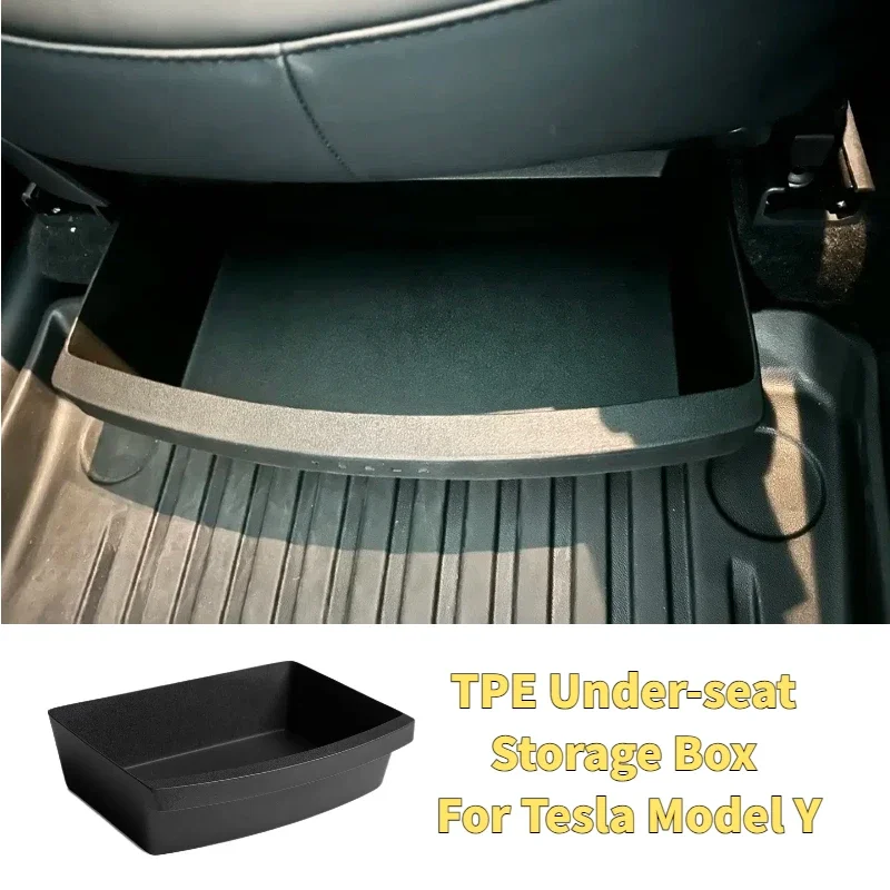 

Для Tesla Model Y TPE ящик для хранения под сиденьем на переднем сиденье, ящик для хранения второго пилота, лоток, водонепроницаемый ящик для инструментов для зонта, автомобильные аксессуары
