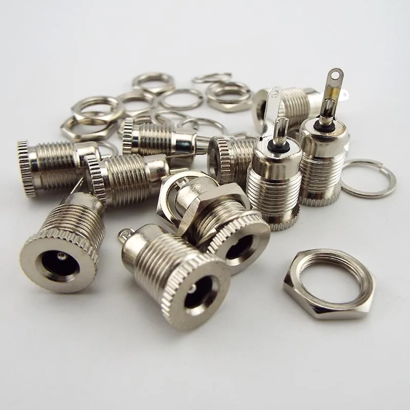 DC DC Power Supply Jack Socket Plug Connector 5.5 * 2.1 mm Female Panel Mount DC-099 Threaded Metal Charging Port 5.5 x 2.1mm D4
