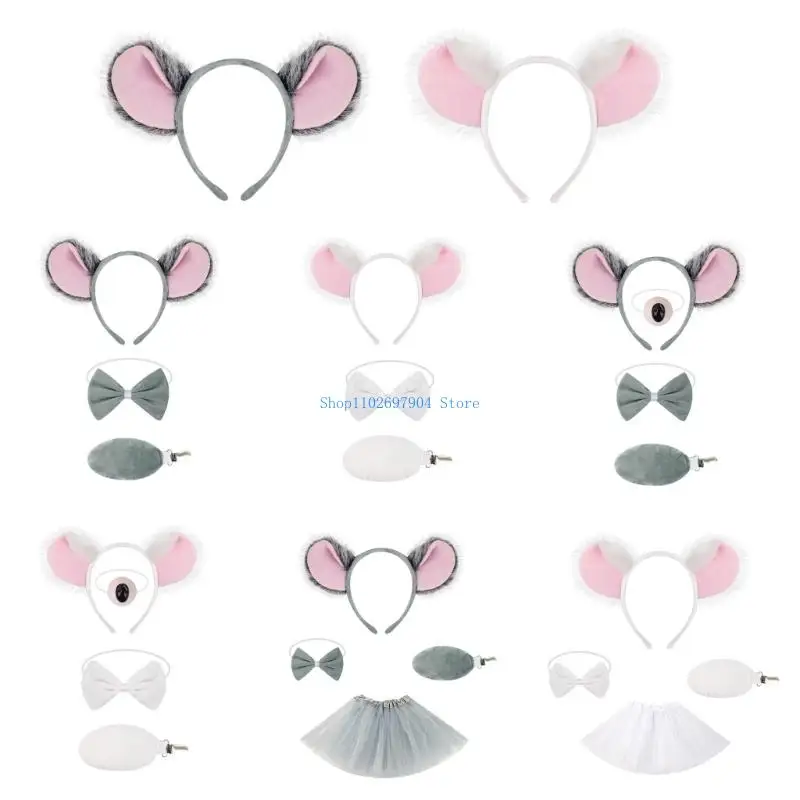 N7YF Portable Koala Theme Hair Clips Kids Dressing Up Props Soft Fabric Halloween Party Costume Attachments for Party
