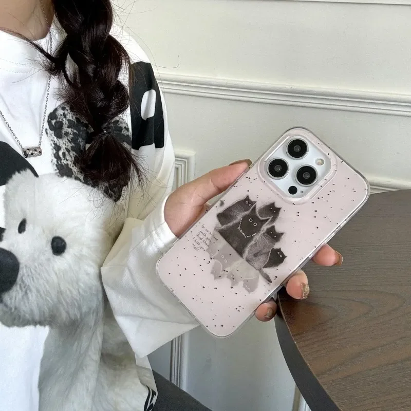 Retro Rap music Black cat Street Art Phone Case For iPhone 16 15 14 13 12 11 Pro Max Case Cute Cartoon luxury shockproof Cover