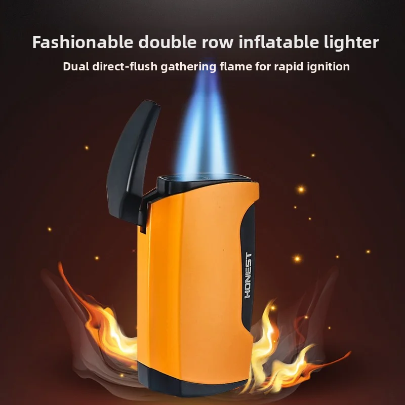HONEST Inflatable Windproof Lighter, Multifunctional Dual Direct Fire High Firepower Cigar Lighter, Smoking Accessory Gift