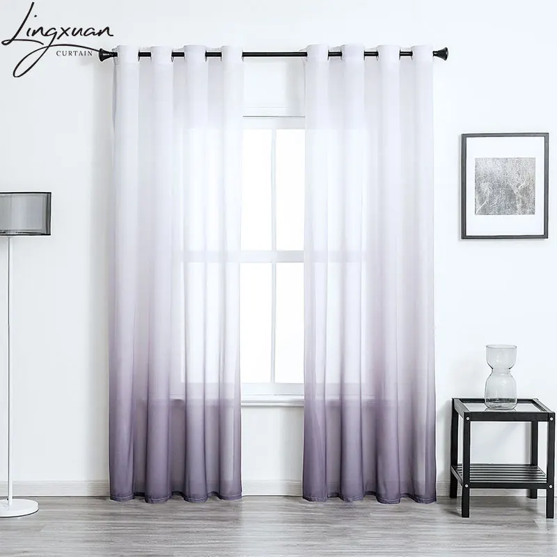 Modern Gradient Color Tulle Sheer Curtains For Living Room Bedroom Blinds Voile Curtain Kitchen Gauze For Screening Window Decor