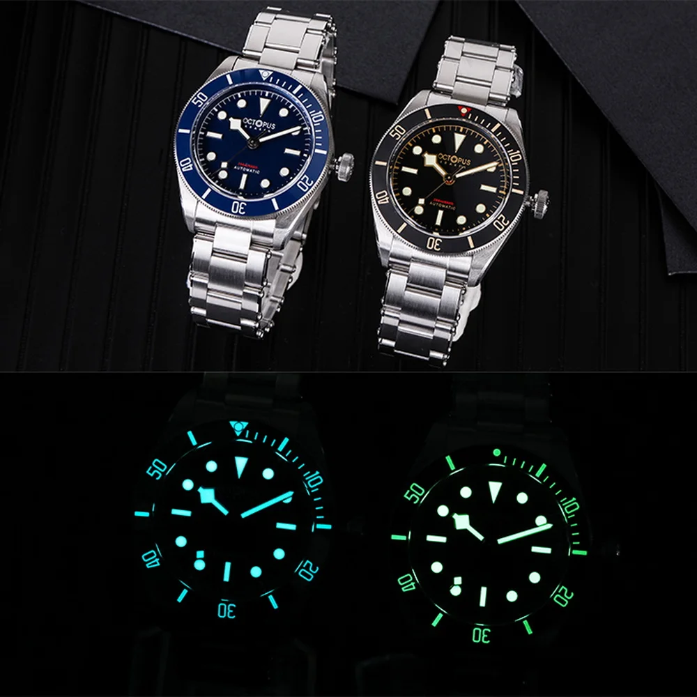 Octopus Men Automatic Watch 39mm Luxury Mechanical Wristwatch Diver 200M Waterproof BGW-9 Luminous Ceramic Bezel PT5000 SW200