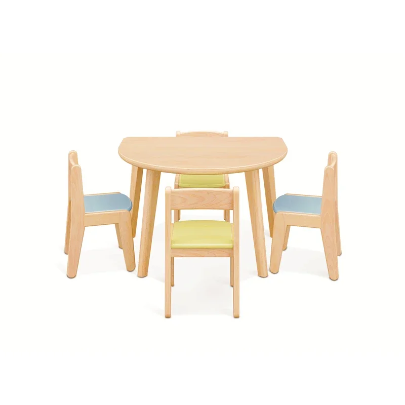 Simple oblique leg elliptic round table combination kindergarten school furniture for children furniture for preschool wooden