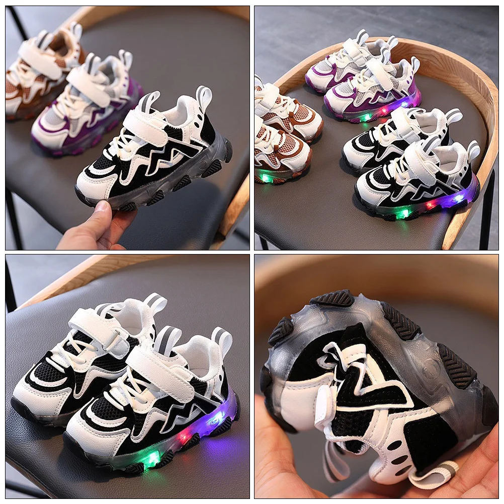 زوج واحد من أحذية رياضية متوهجة، أحذية رياضية أنيقة غير قابلة للانزلاق وقابلة للتنفس في الهواء الطلق، أحذية رياضية للياقة البدنية