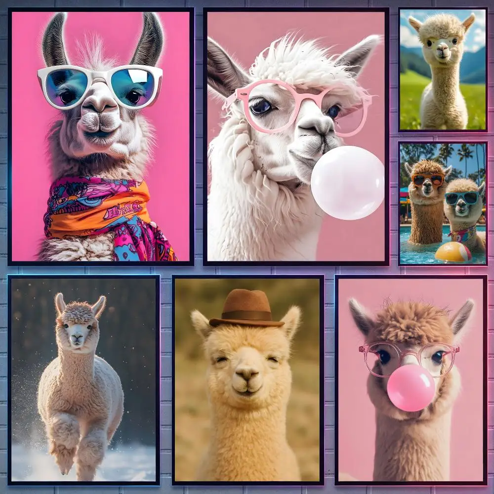 cute Alpaca Poster HD Poster Anime Aesthetic Wall Art For Game Anime Lovers Bedroom Gaming Room Decor Ideal Gift