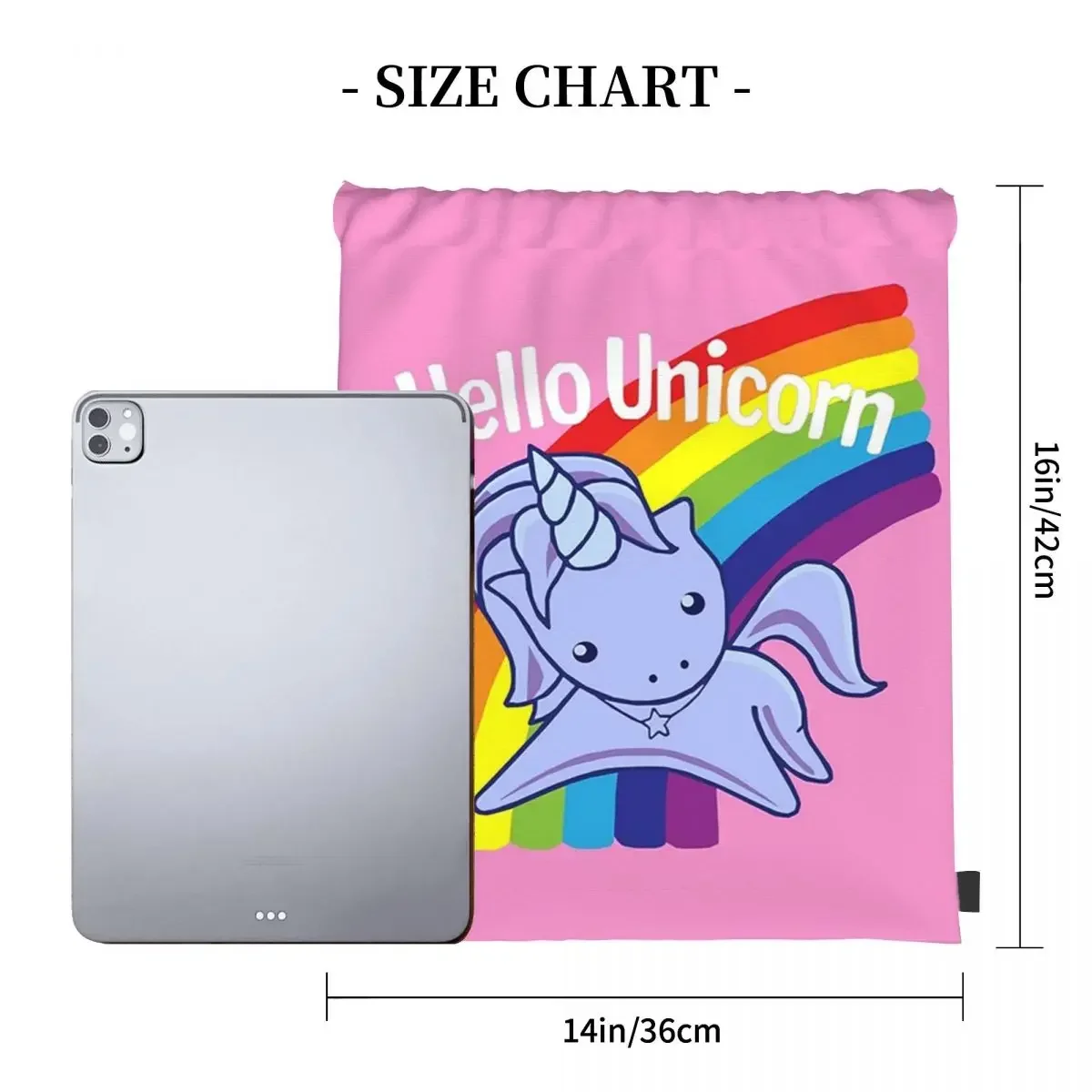 Hello Unicorn Backpacks Fashion Portable Drawstring Bags Drawstring Bundle Pocket Sundries Bag BookBag For Travel School