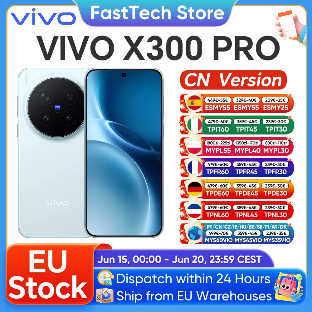 Smartphone VIVO X300 Pro 5G, processeur Dimensity 9500, �cran AMOLED de 6,78 pouces, batterie de 6510 mAh, charge rapide 90 W, appareil photo t�l�objectif ZEISS APO 200 MP, NFC, OTG