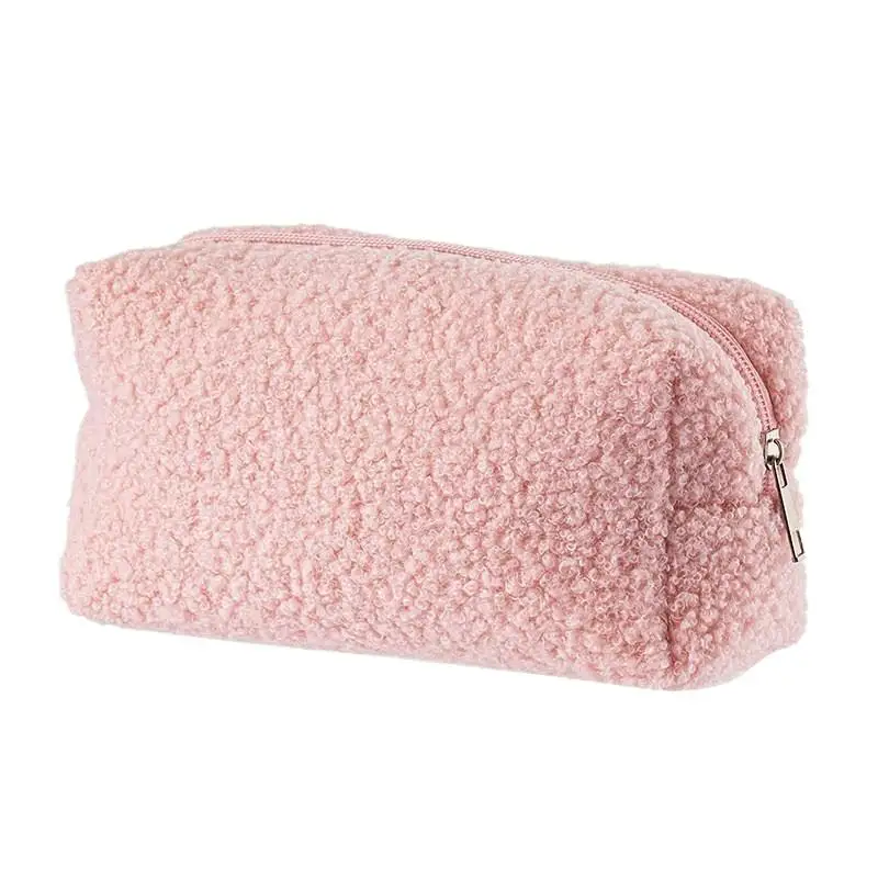 (YY) 1 Stück 2025 Neue Winter Plüsch Stift Tasche Federmäppchen Solide Reißverschluss Tasche für Studenten Schreibwaren 20*9 cm