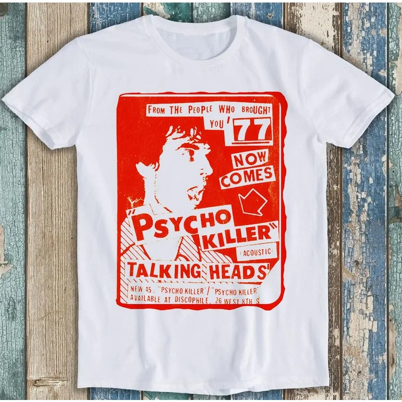 Camiseta de algodão solta e respirável, edição limitada, vermelha, da Talking Heads Psycho Killer, para presente de música punk, unissex, para o verão.