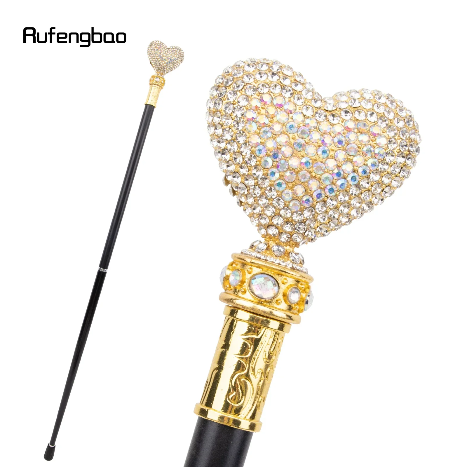 

White Love Artificial Diamond Walking Cane Fashion Decorative Walking Stick Gentleman Elegant Cosplay Cane Crosier 94cm