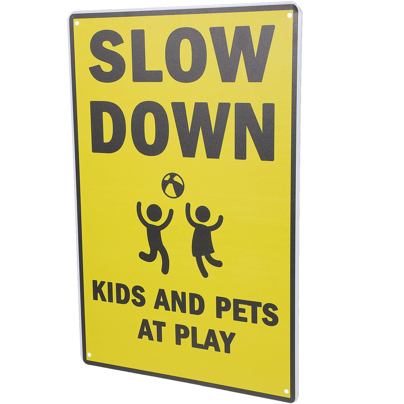 

Street Signs Slow Playing Caution for Warning Road down Traffic Yellow