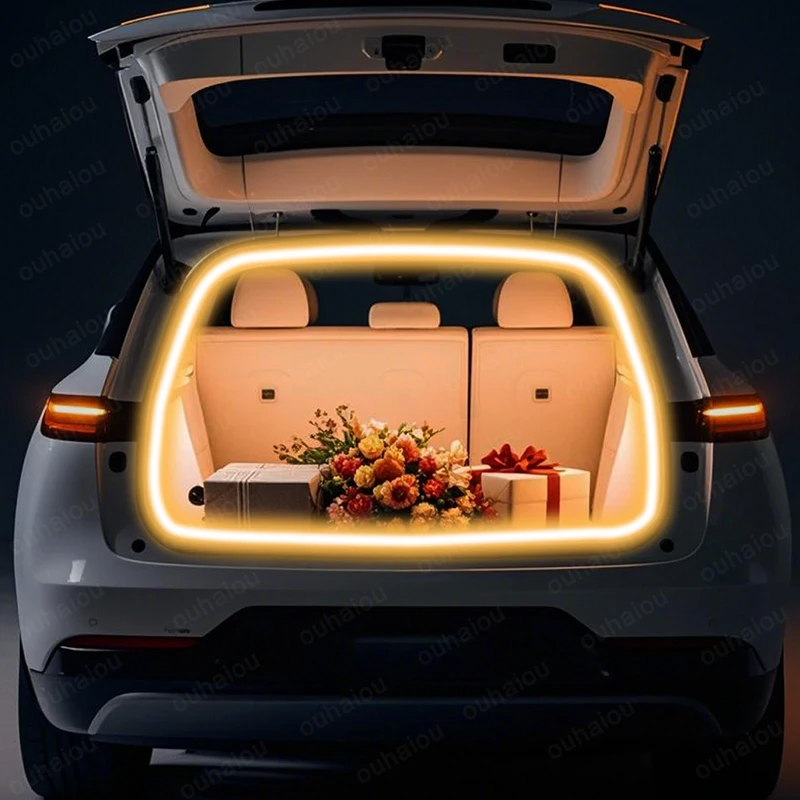 ل Li Auto L7 ضوء الجذع أضواء الغلاف الجوي تعديل الضوء الخلفي الجذع LED ضوء بار أبيض دافئ أبيض