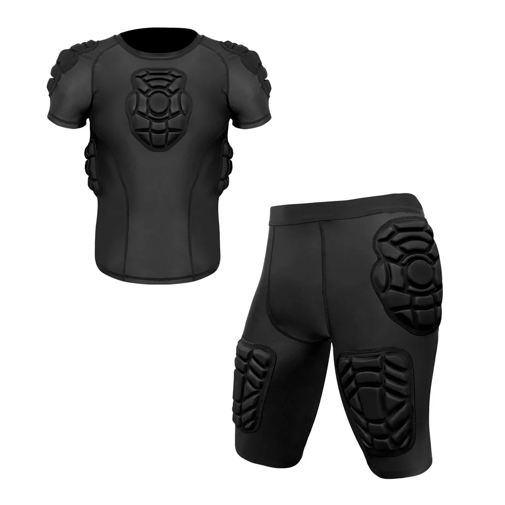 Men's Sports Anti-Collision Suit Quick Drying Tight Olive Short Sleeved Shorts Armor Goalkeeper Football Suit Protective Gear