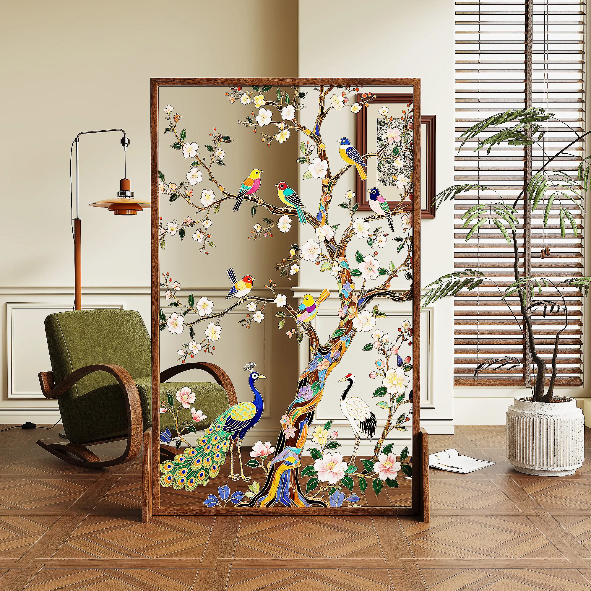 Glass screen partition living room new mobile fortune tree seat screen