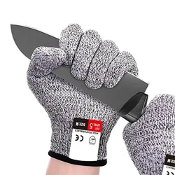 Anti Cut Proof GlovesGrey HPPE EN388 ANSI Anti Cut Level 5 Safety High-strength Kitchen Work Gloves Cut Resistant Gloves