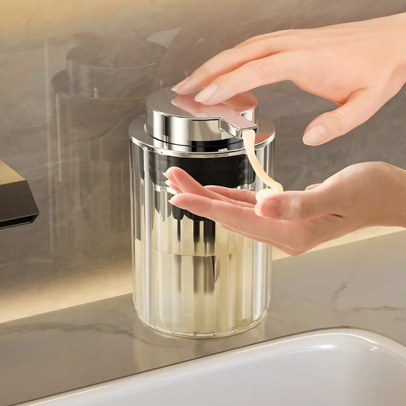 Fashion Stripes Soap Dispenser Light Luxury Plastic Bathroom Shampoo Bottle Press Foaming Bottle Liquid Shower Gel Container
