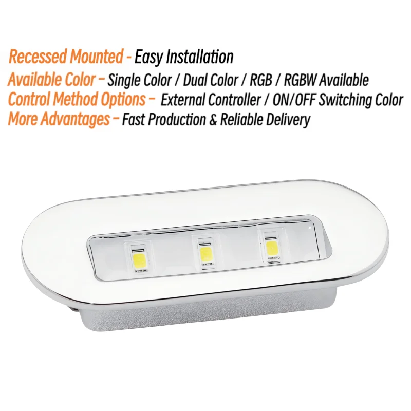3W LED Courtesy Light 12V 24V Boat Marine 316 Stainless Steel Waterproof Deck Step Light for Yacht Interior Lighting