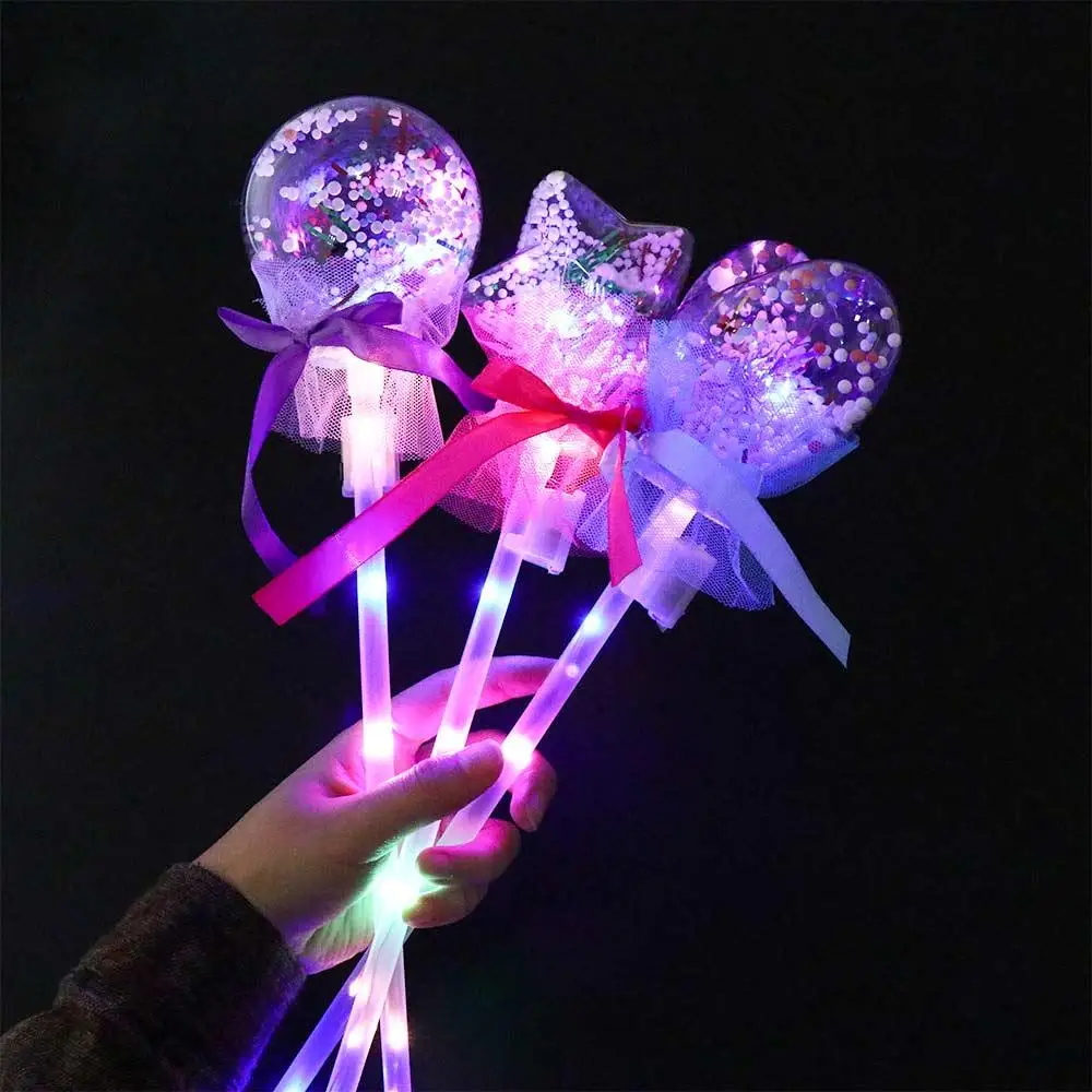 Stick Nieuwigheid Kinderspeelgoed Lichtgevend speelgoed Ster Liefde Hart Rave Speelgoed Oplichtende magische bal Wand Glow Stick LED Magic Fairy Stick