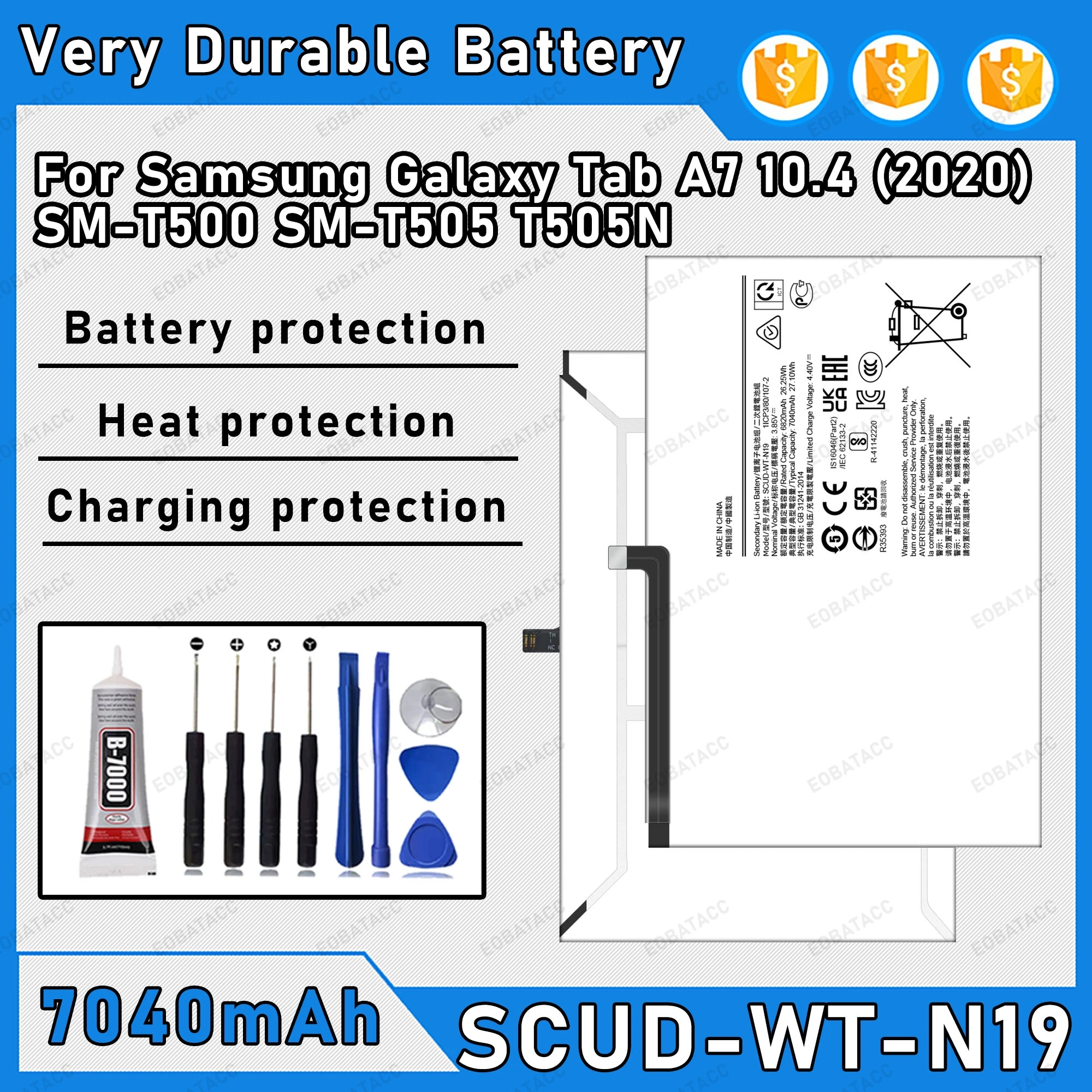New High Quanlity SCUD-WT-N19 Battery For Samsung Galaxy Tab A7 10.4 (2020) SM-T500 SM-T505 T505N Replacement Repair Part Tablet